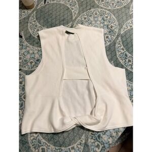 Maeve Anthropologie White Sleeveless Open Back Twist Knit Sweater Tank Top 2X